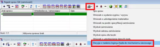 Widok opcji w rozwijalnym menu