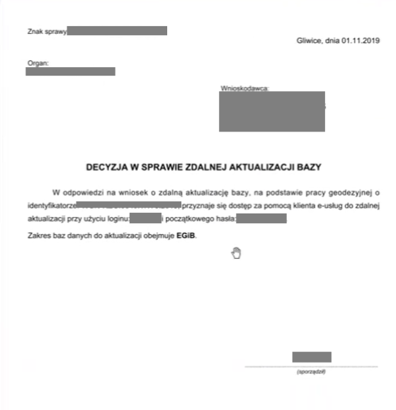 Widok wygenerowanej decyzji