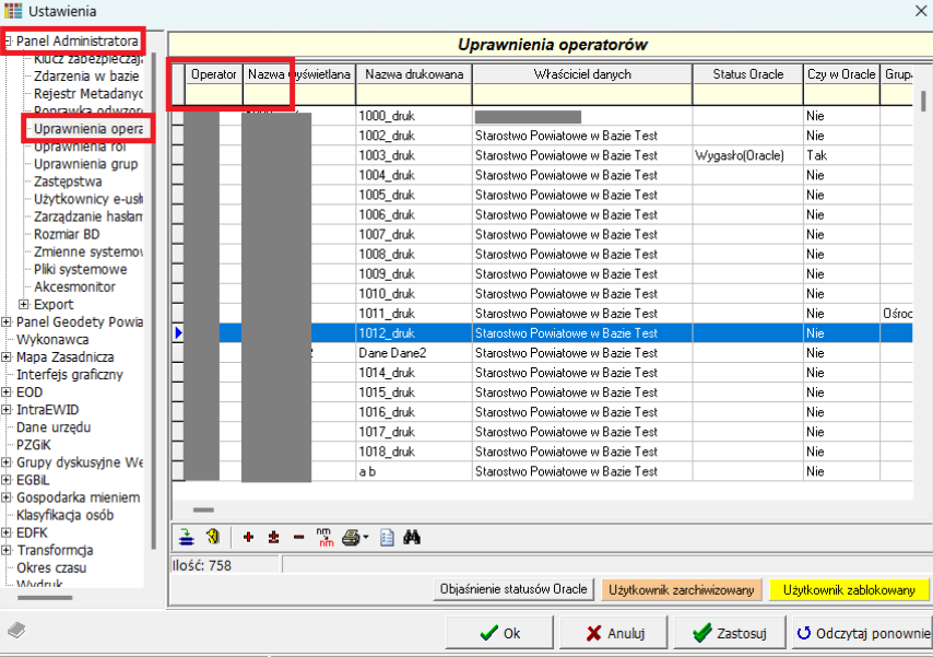 Widok okna ustawień z zaznaczonym polem wyszukiwania