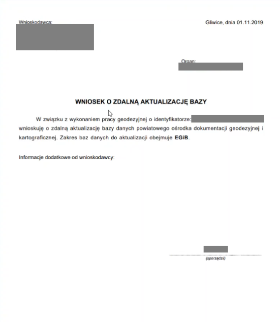 Widok wygenerowanego przykładowego pisma