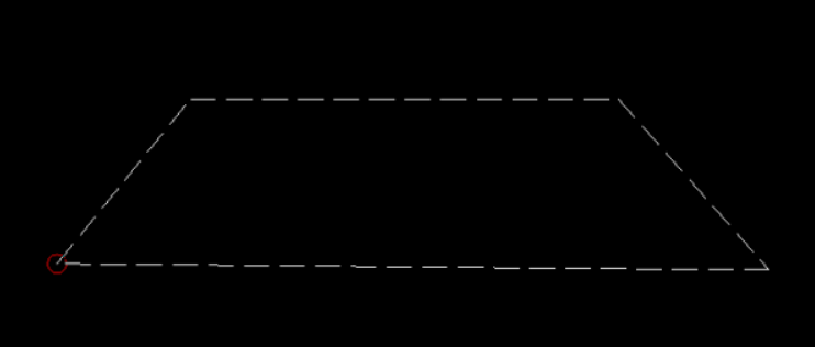 Widok obrysu skarpy z zaznaczonym lewym dolnym rogiem