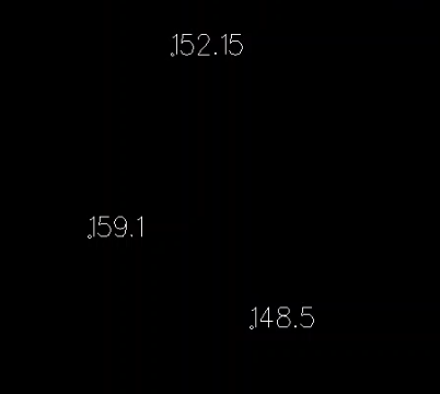 Widok okna grafiki z zaznaczonymi rzędnymi na obiektach