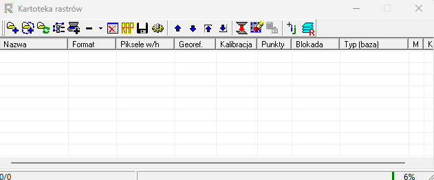 Widok okna 'Kartoteka rastrów'