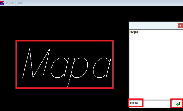 Widok okna grafiki z naniesioną pieczątką