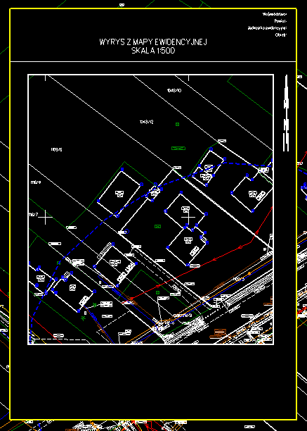 Widok fragmentu mapy z pomniejszonym zakresem wydruku