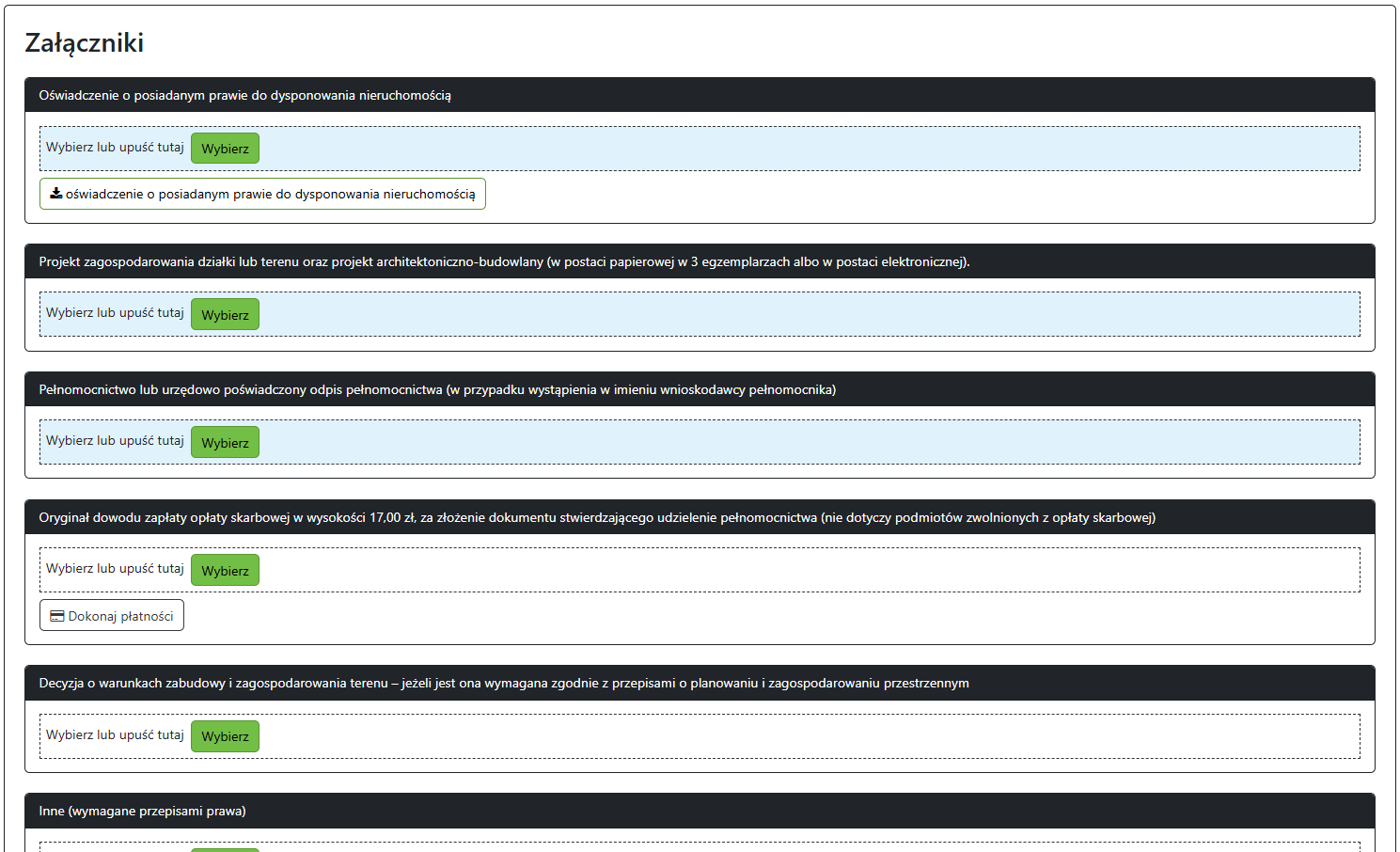 Widok okna z załącznikami