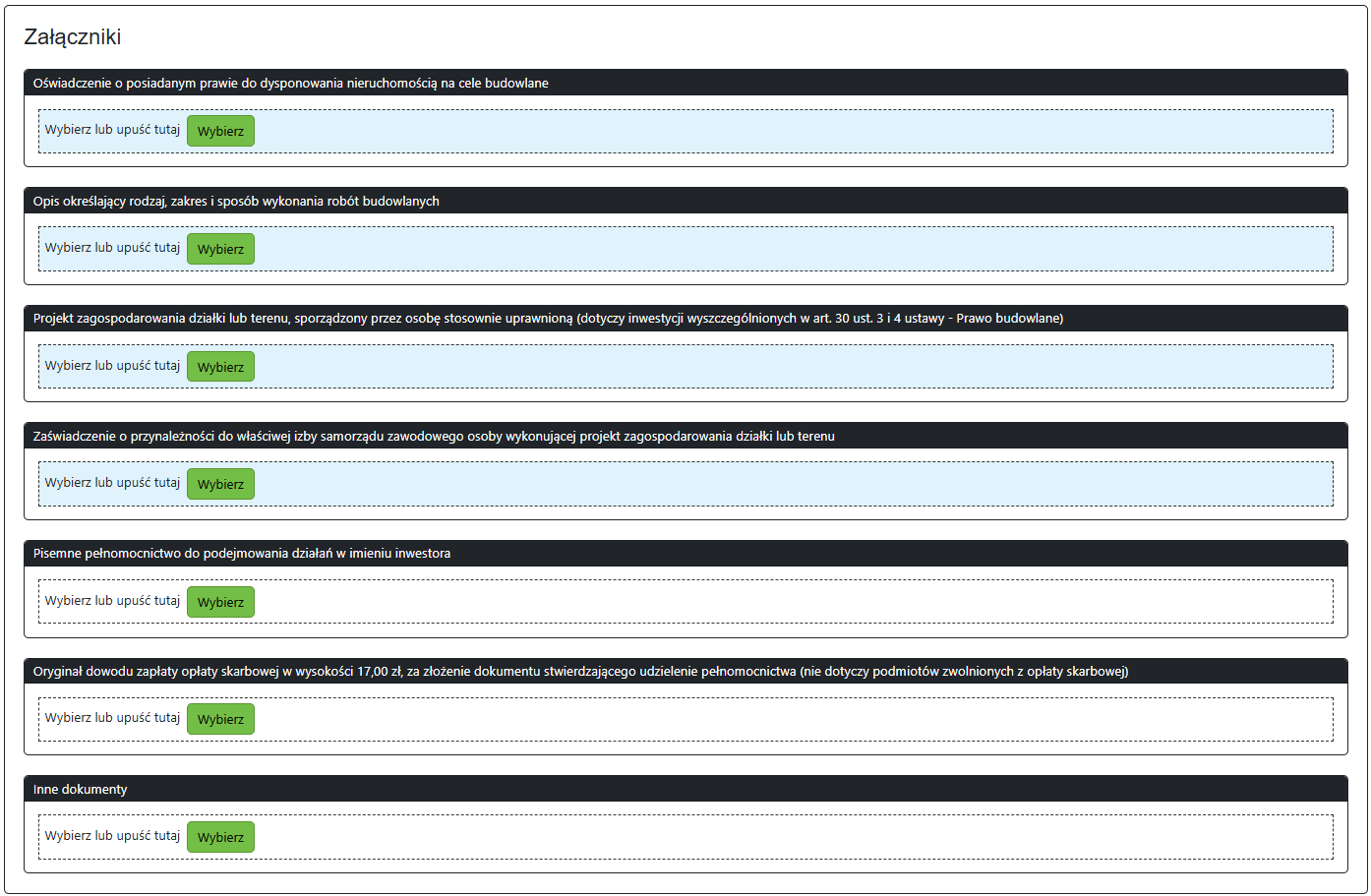 Widok okna z załącznikami