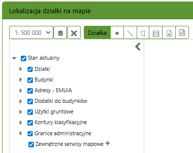Widok opcji wyświetlania warstwowego na mapie