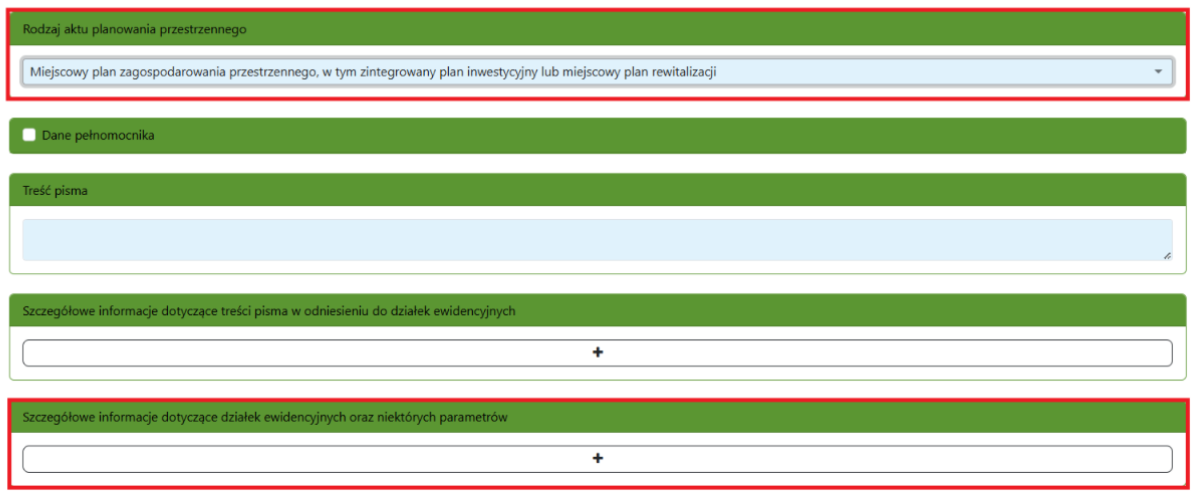 Widok części wniosku