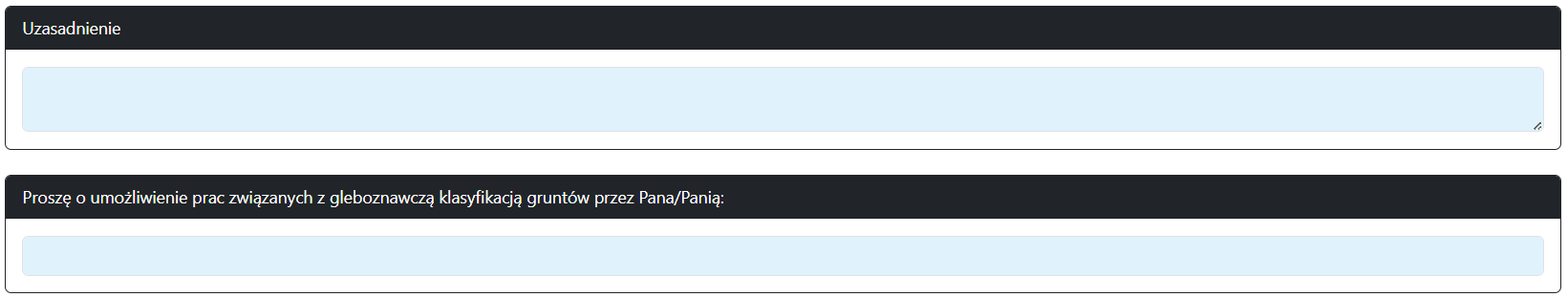 Widok części wniosku o przeprowadzenie gleboznawczej klasyfikacji gruntów