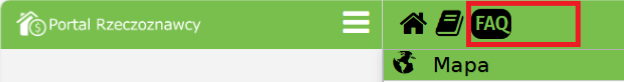 Widok miejsca w którym znajduje się ikonka FAQ