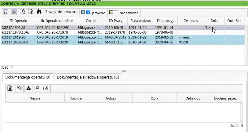 Okno operatów w zakresie pracy prawnej