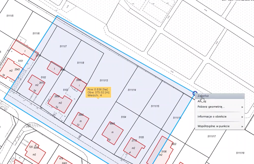 Widok narysowanego obszaru