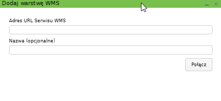 Widok okna dodawania nowej warstwy WMS